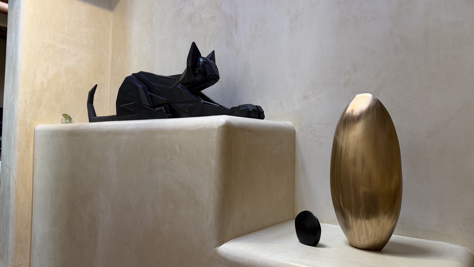 Sculptural works on display in the ranch gallery